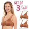 Carole Martin Full Freedom Front Closure Comfort Bra Set of 3 Cafe