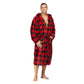 Men Hooded Bathrobe Plaid Red