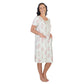 Women's Mid Calf Night Gown With Short Slit Sleeves White Floral