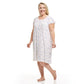 Women's Mid Calf Night Gown With Short Slit Sleeves